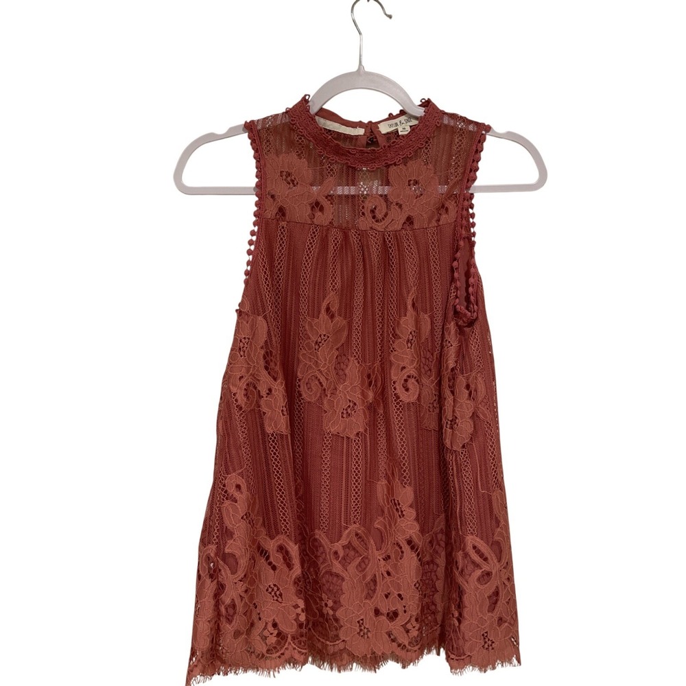 Womens Lace‎ shear fairy Sleeveless Top XS Crochet Boho peasant babydoll whimsi